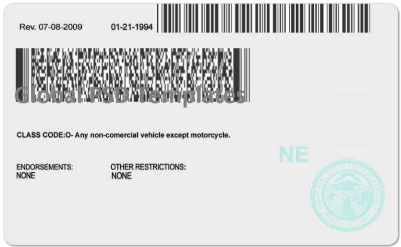 Nebraska Drivers License Template (Front & Back) - Image 2
