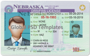 Nebraska Drivers License Template (Front & Back)