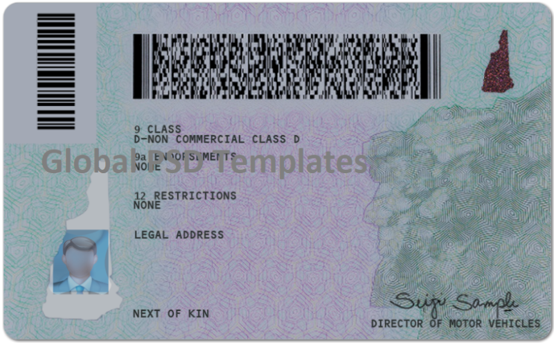 New Hampshire Drivers License Template (Front & Back) - Image 2