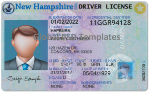 New Hampshire Drivers License Template (Front & Back)