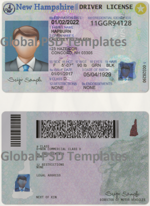 New Hampshire Drivers License Template (scan)