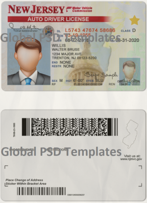 New Jersey Drivers License Template (scan)
