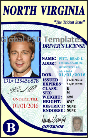 North Virginia Drivers License Template