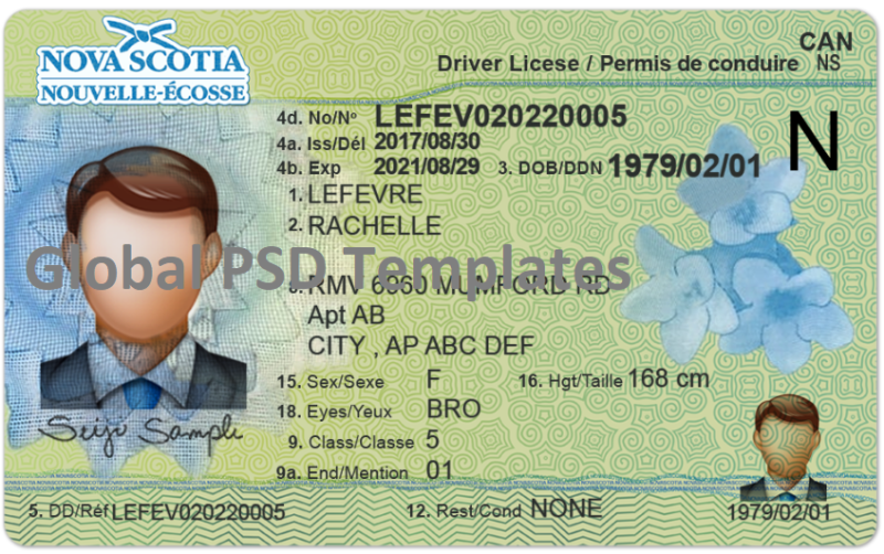 Canada Nova Scotia Drivers License Template - Image 2