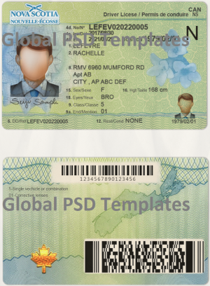 Canada Nova Scotia Drivers License Template