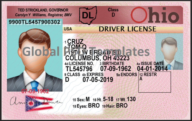 Ohio Drivers License Template (V1) - Image 3
