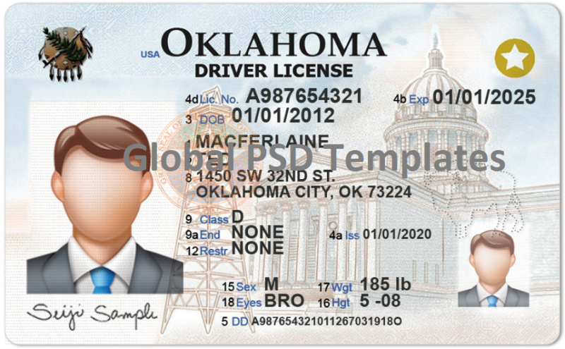 Oklahoma Drivers License Template (New)
