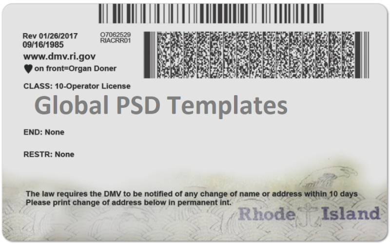 Rhode Island Drivers License Template (Front & Back) - Image 2
