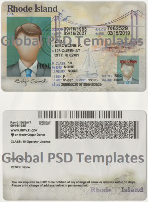 Rhode Island	Drivers License Template (scan)