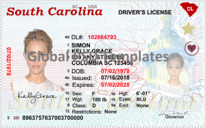 South Carolina Drivers License Template Updated