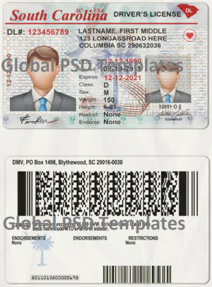 South Carolina Drivers License Template (V1)