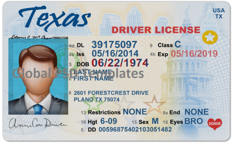 Texas Drivers License Template - Image 2
