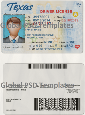 Texas Drivers License Template