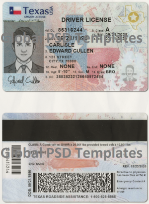 Texas Drivers License Template (scan) V2
