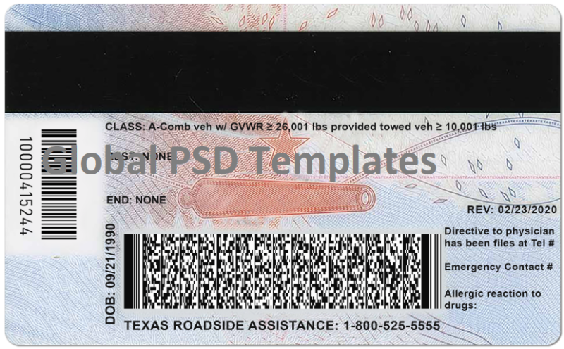 Texas Drivers License Template (Front & Back) V2 - Image 2