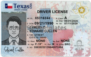 Texas Drivers License Template (Front & Back) V2