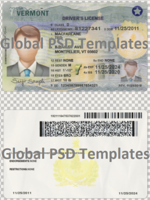Vermont Drivers License Template (NEW)