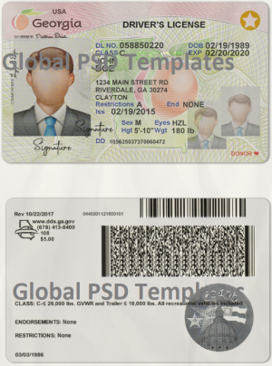 Georgia Drivers License Template (scan) v2