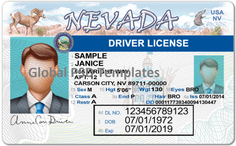 Nevada Drivers License Template V1