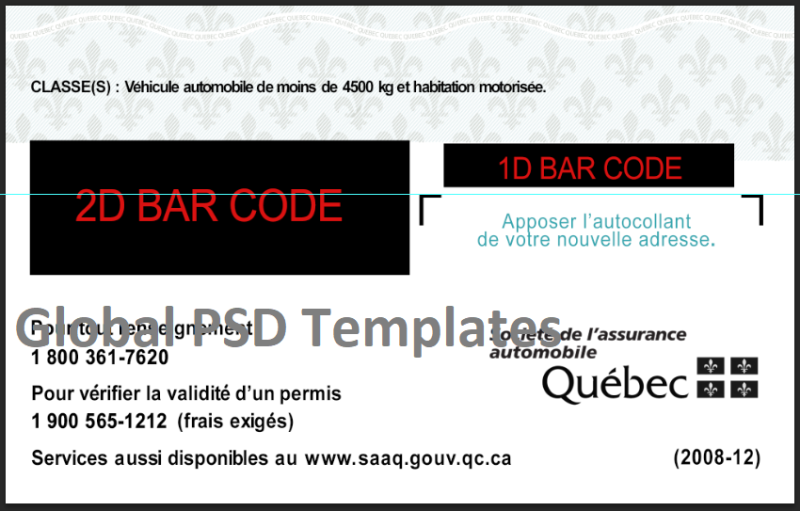 Canada Quebec Drivers License Template - Image 2