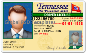 Tennessee Drivers License Template (V1)