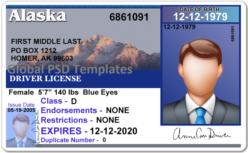 Alaska Drivers License Template (V1) - Image 2