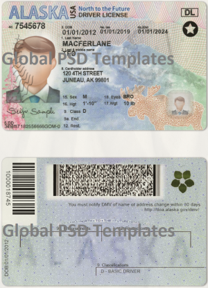 Alaska Drivers License Template (scan) V2