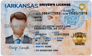 Arkansas Drivers License Template (Front & Back) V2