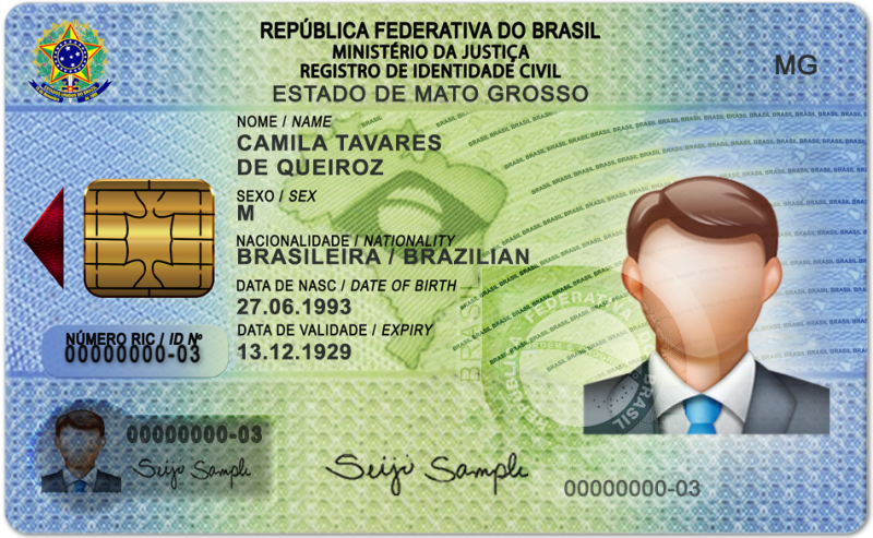 Brazil ID Card Template (Front & Back)