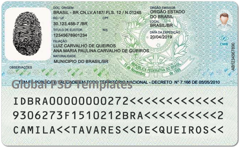 Brazil ID Card Template (Front & Back) - Image 2