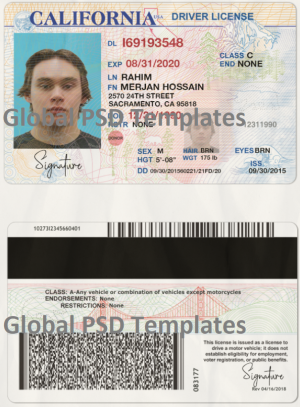 California Drivers License Template (scan) V1