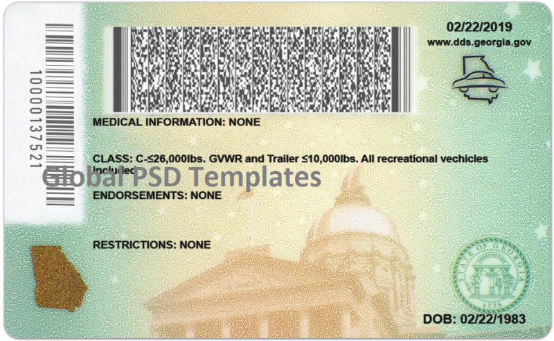 Georgia Drivers License Template (Front & Back) V1 - Image 2