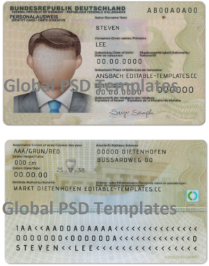 Germany ID Card Template (scan) V1