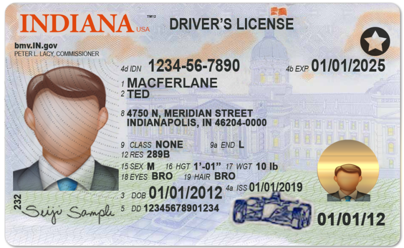 Indiana Drivers License Template Car  (V2) - Image 3