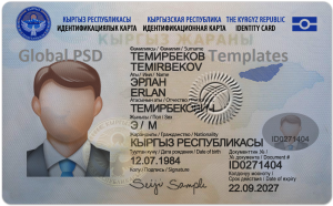 Kyrgyzstan ID Card Template (Front & Back)