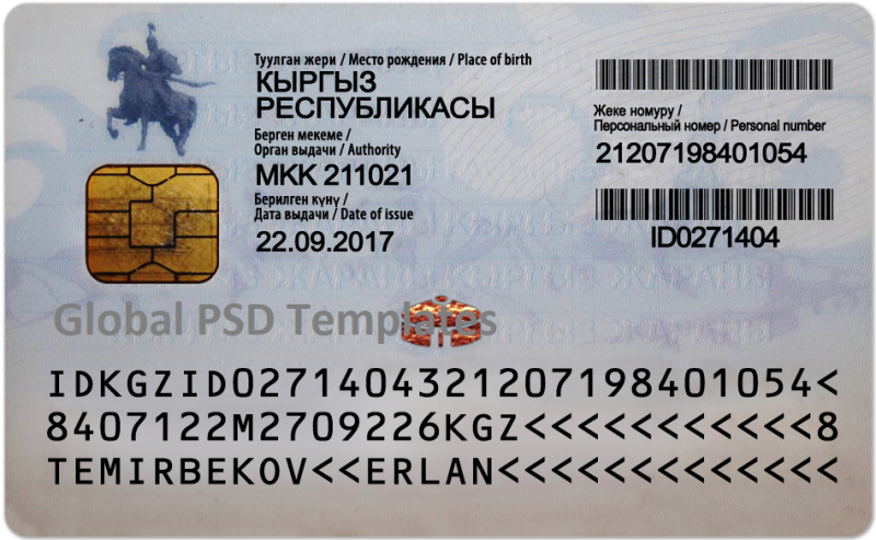 Kyrgyzstan ID Card Template (Front & Back) - Image 2