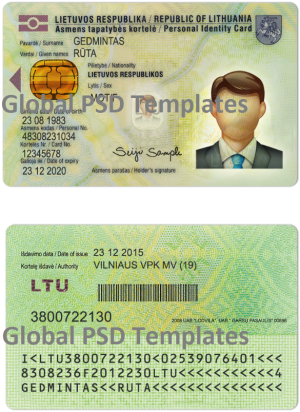 Lithuania ID Card Template (scan)
