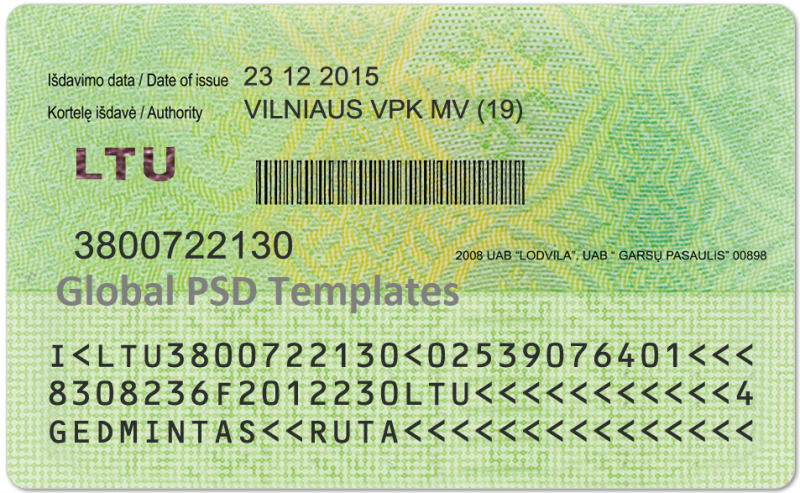 Lithuania ID Card Template (Front & Back) - Image 2