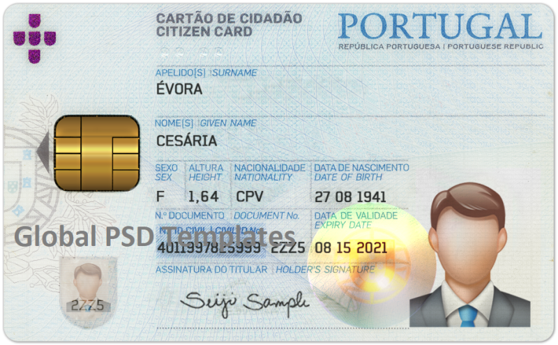 Portugal ID Card Template (Front & Back)
