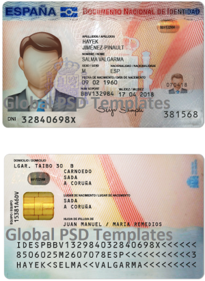 Spain ID Card Template (scan) V1