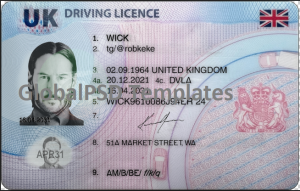 UK Drivers License Template (V5)