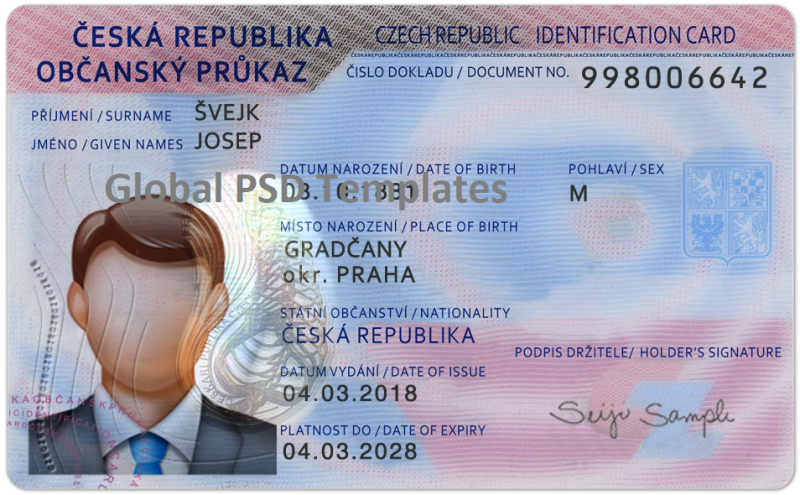 Czech Republic ID Card Template (Front & Back)