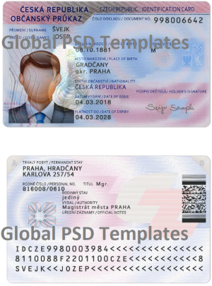Czech Republic ID Card Template (scan)