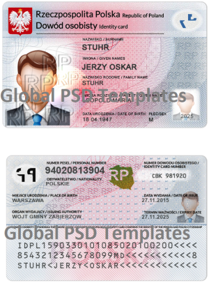 Poland ID Card Template (scan)