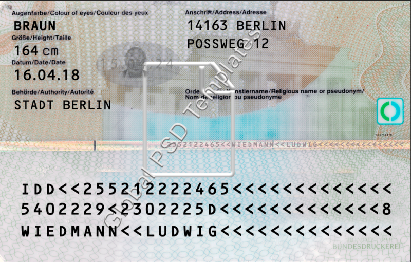 Germany ID Card 1200dpi Template - Image 2