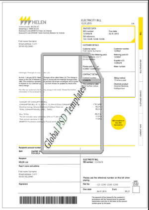 Finland Water Bill Template