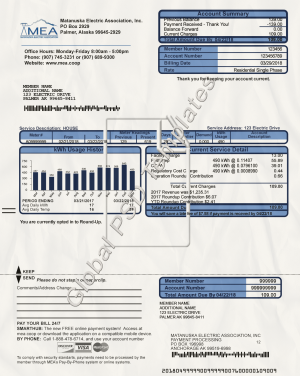 Alaska Electricity Bill PSD Template