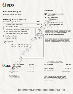 Arizona Electricity Bill PSD Template