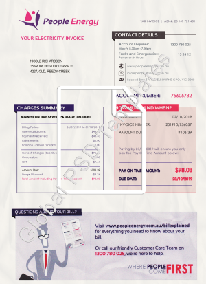 Australian Electricity Bill PSD Template