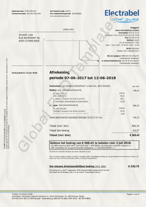 Belgium Utility Bill PSD Template